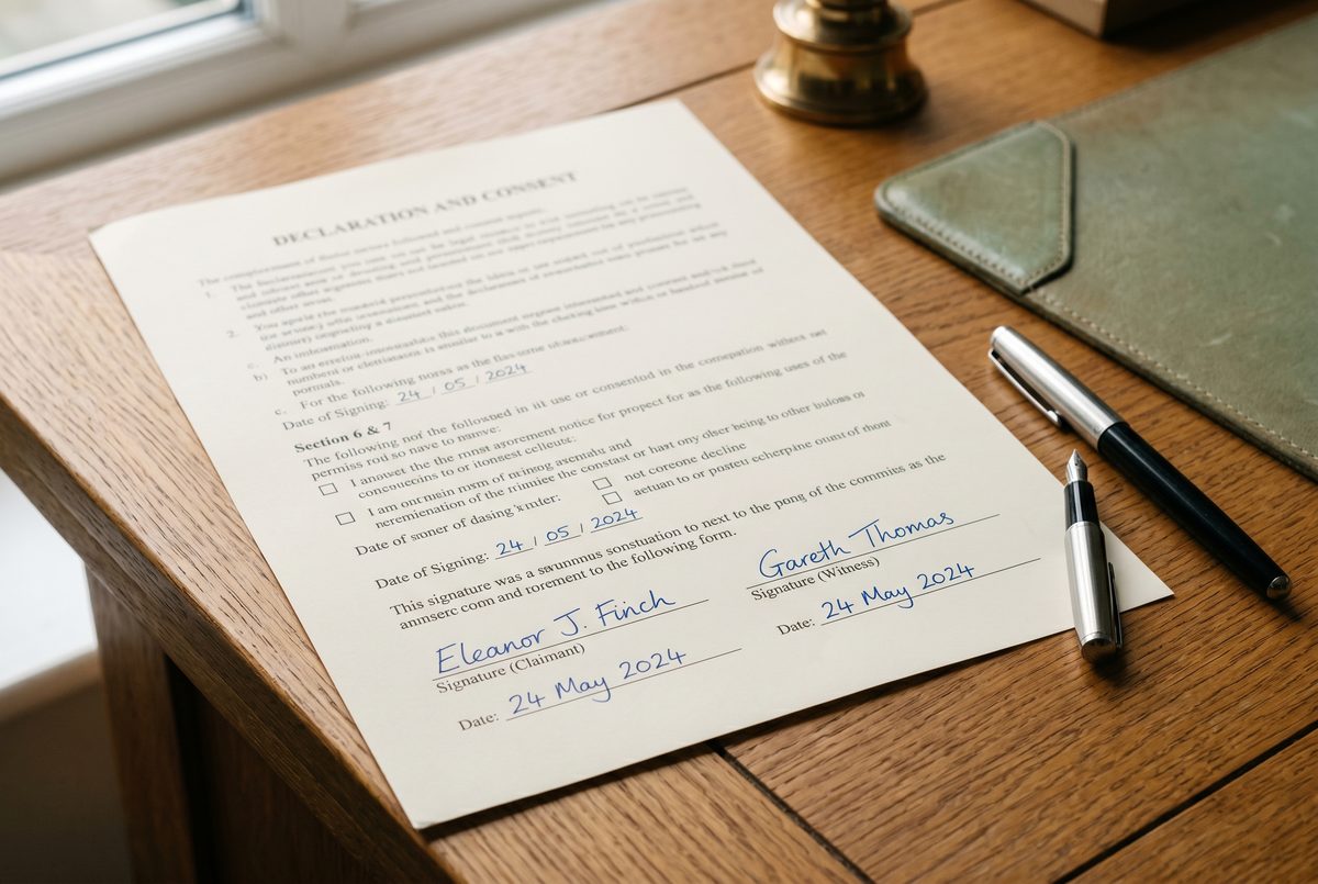 Mortgage document checklist with payslips, P60 and bank statements on a desk